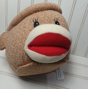 Sock Monkey  Ester Halloween Candy Basket Plush Stuffed Animal Brown With Handle